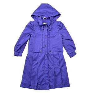 Vintage 90s Rothschild Rain Coat Girls 7 Purple Hooded Bow Spring Jacket Retro